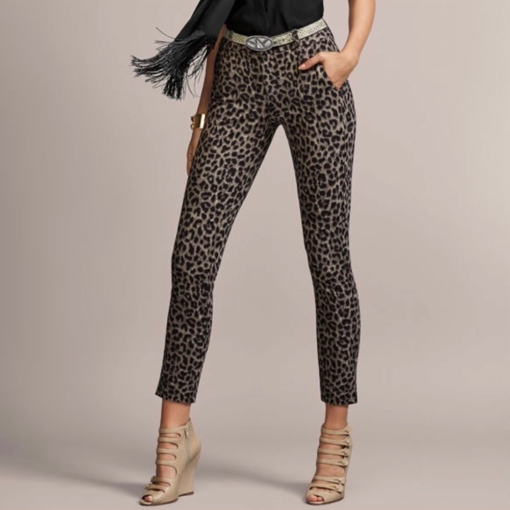 CABI 3393 Leopard Print Jungle Trouser Pant Ponte Gray Black 6 Animal Print